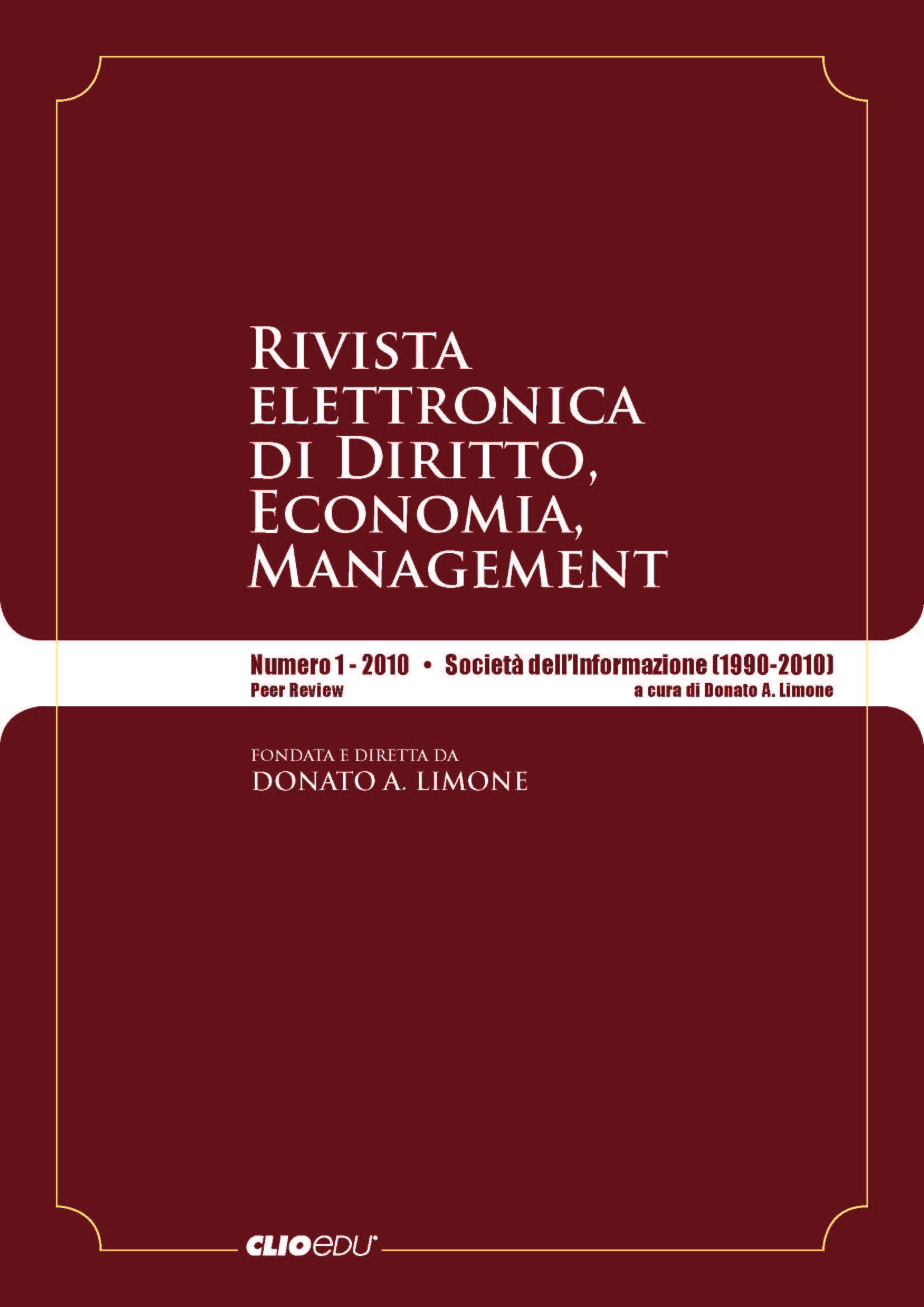N. 2010/1 - Rivista elettronica di Diritto, Economia, Management