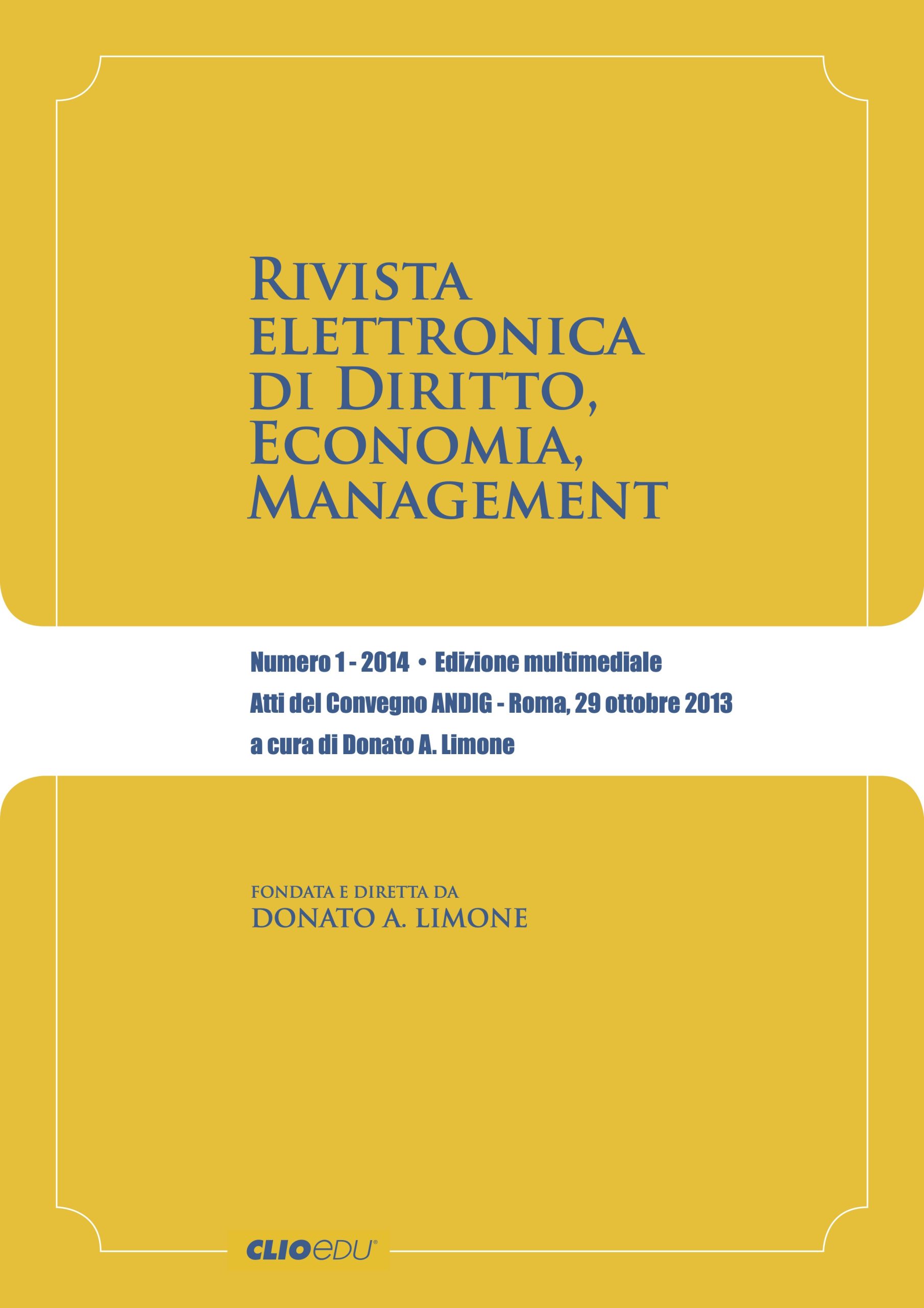 N. 2014/1 - Rivista elettronica di Diritto, Economia, Management