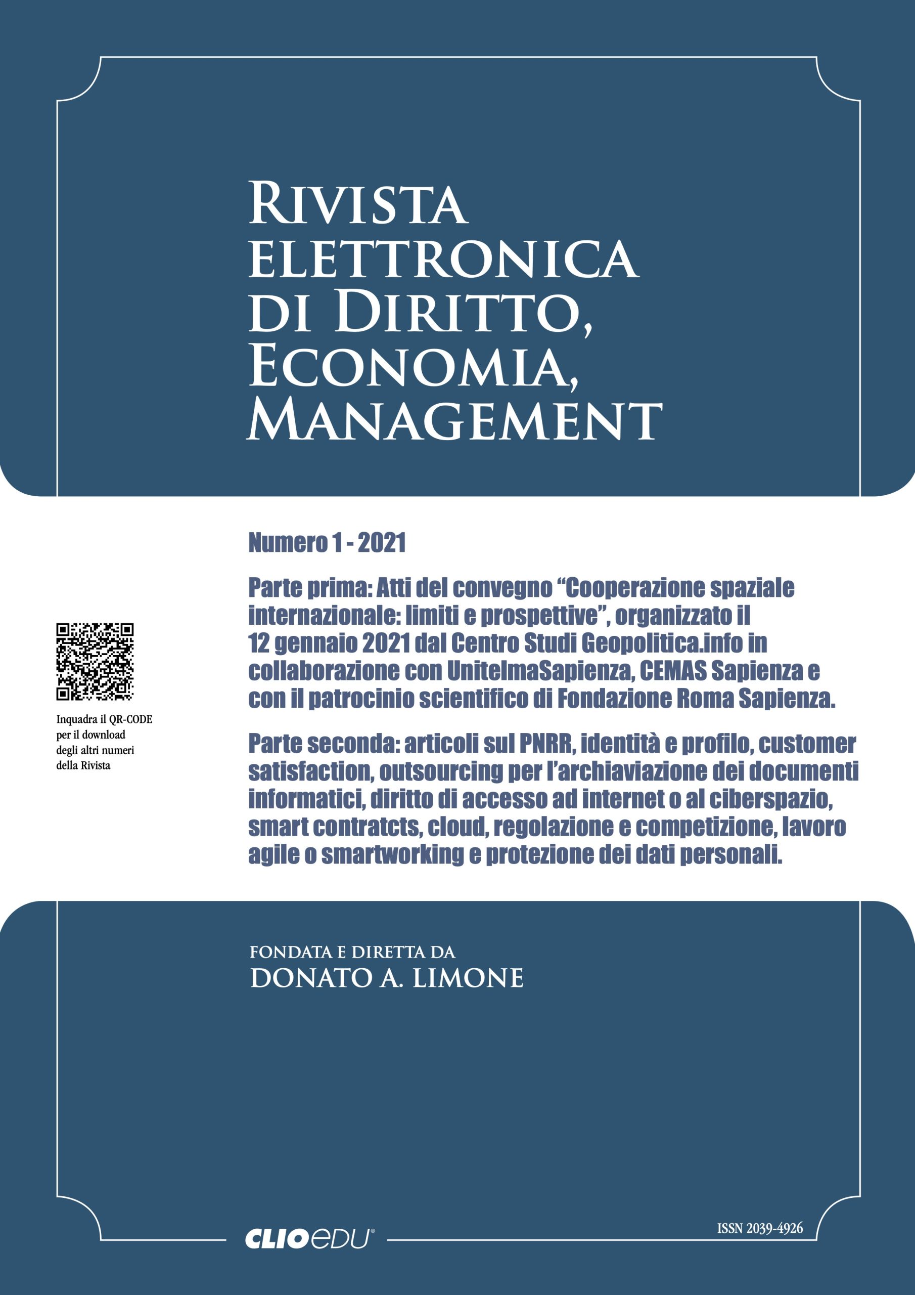 N. 2021/1 - Rivista elettronica di Diritto, Economia, Management
