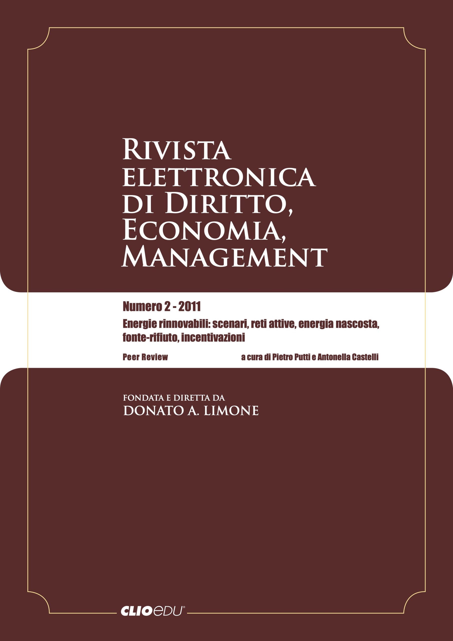 N. 2011/2 - Rivista elettronica di Diritto, Economia, Management