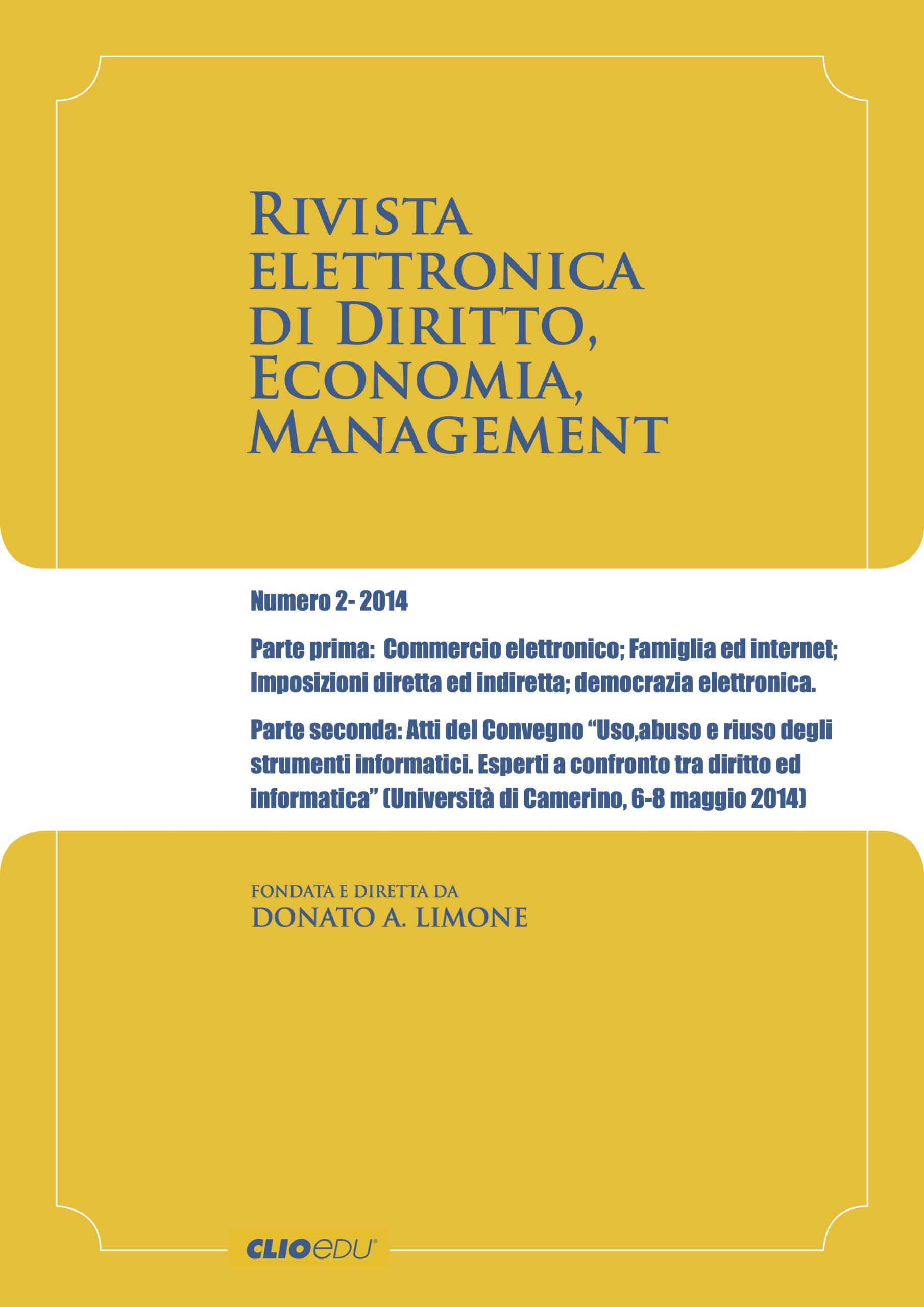 N. 2014/2 - Rivista elettronica di Diritto, Economia, Management