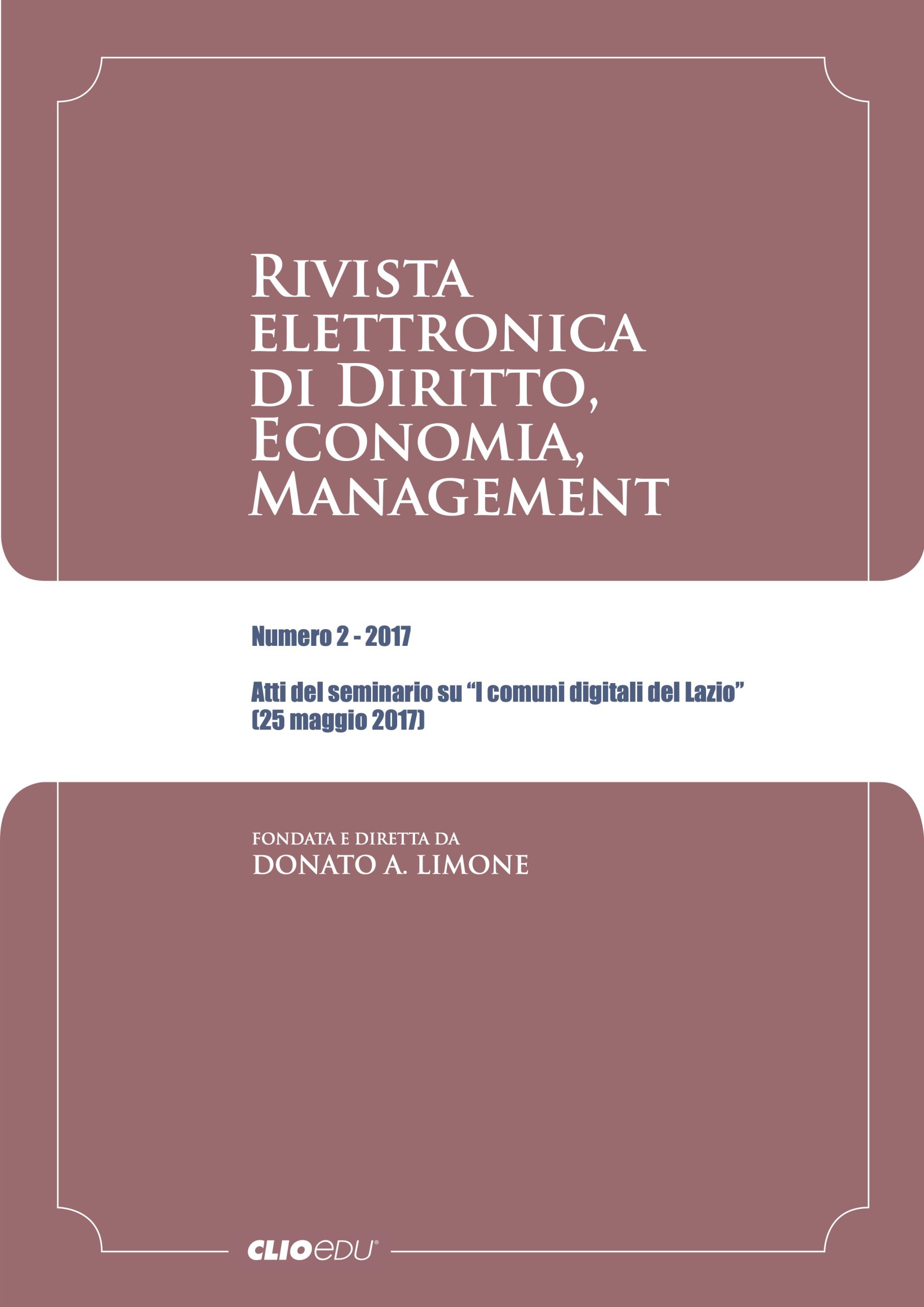 N. 2017/2 - Rivista elettronica di Diritto, Economia, Management