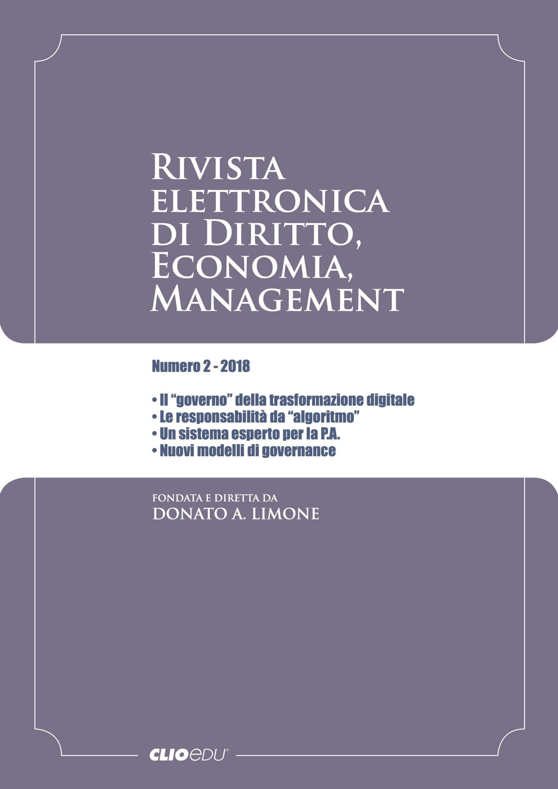 N. 2018/2 - Rivista elettronica di Diritto, Economia, Management