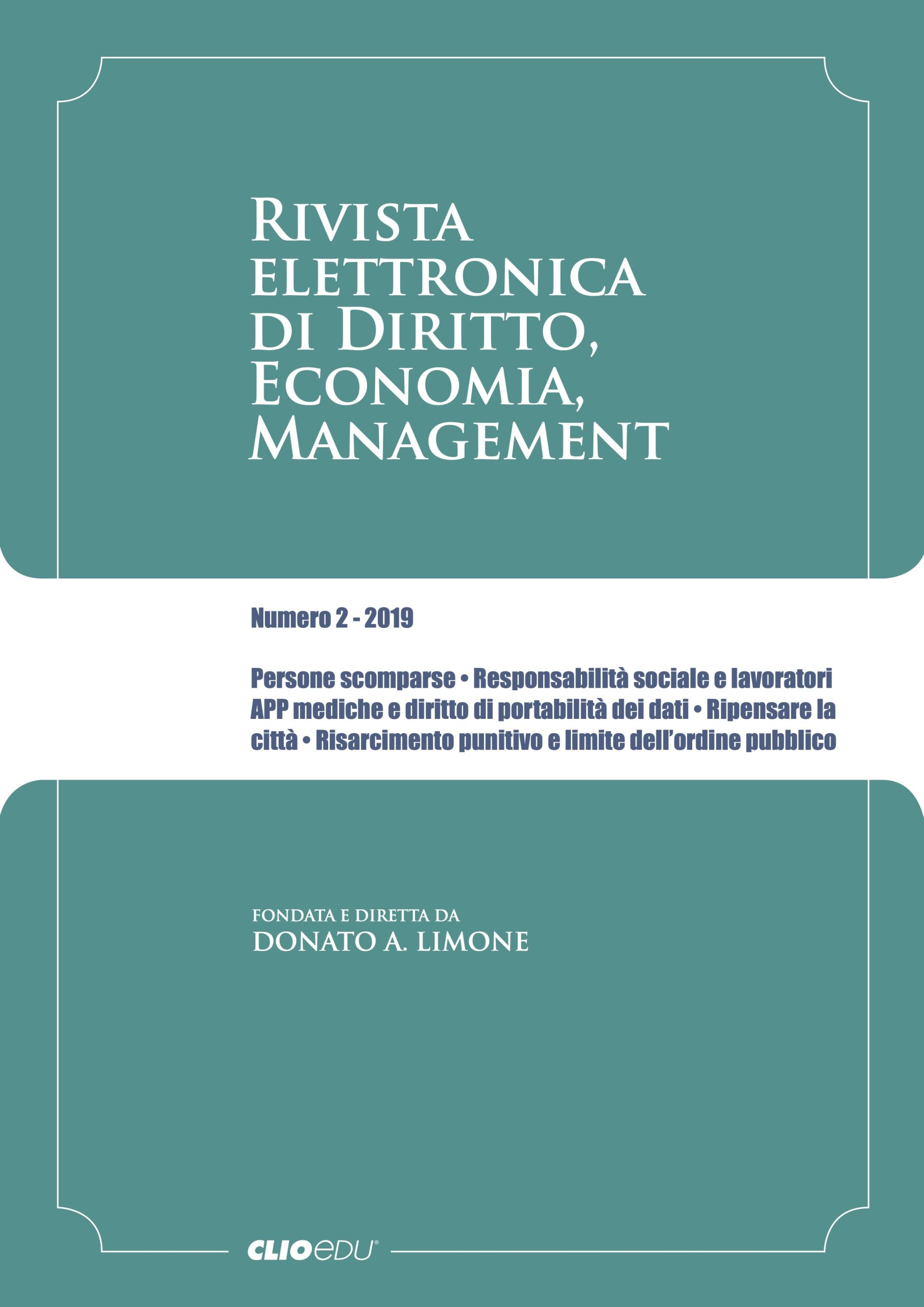 N. 2019/2 - Rivista elettronica di Diritto, Economia, Management