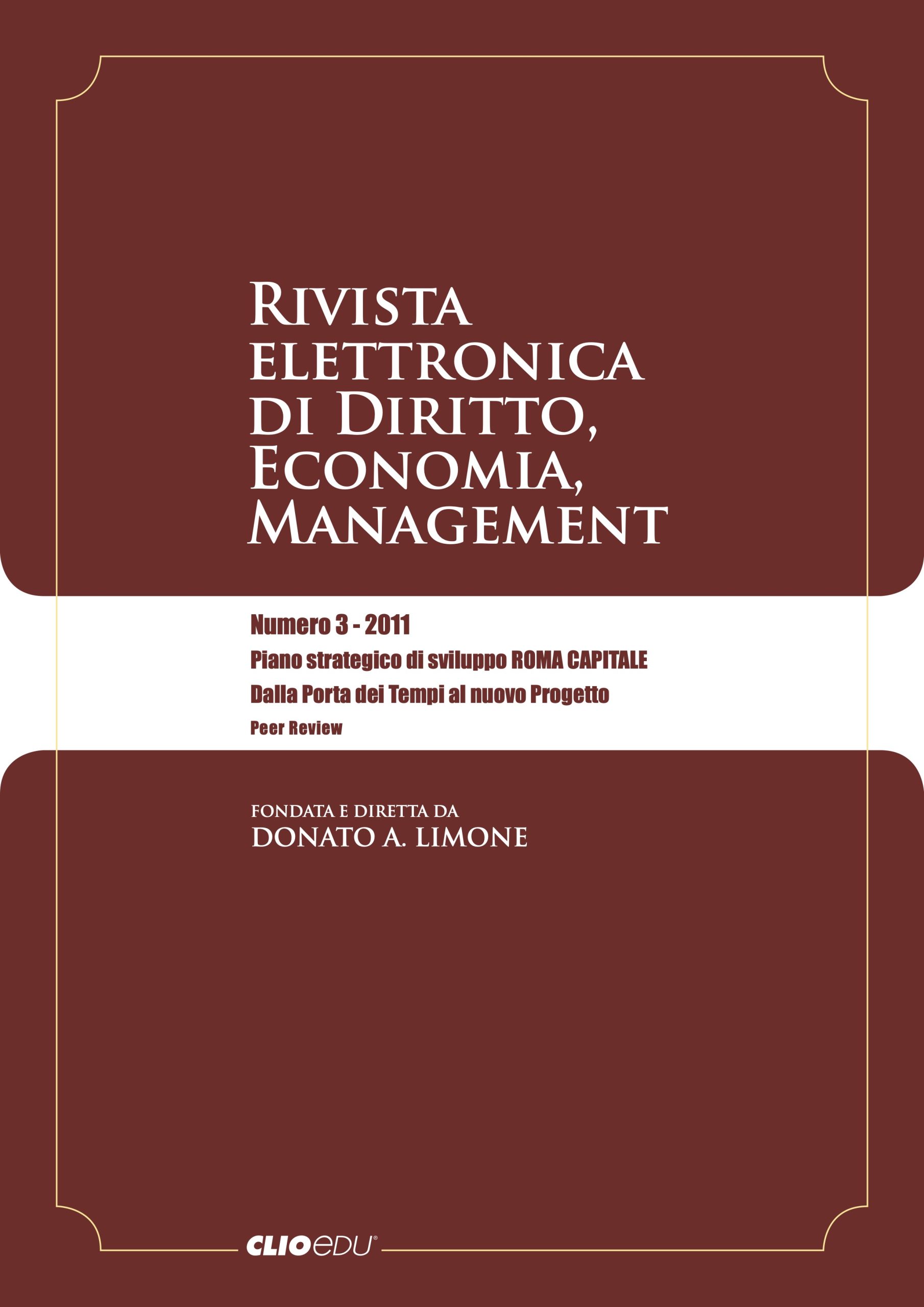N. 2011/3 - Rivista elettronica di Diritto, Economia, Management