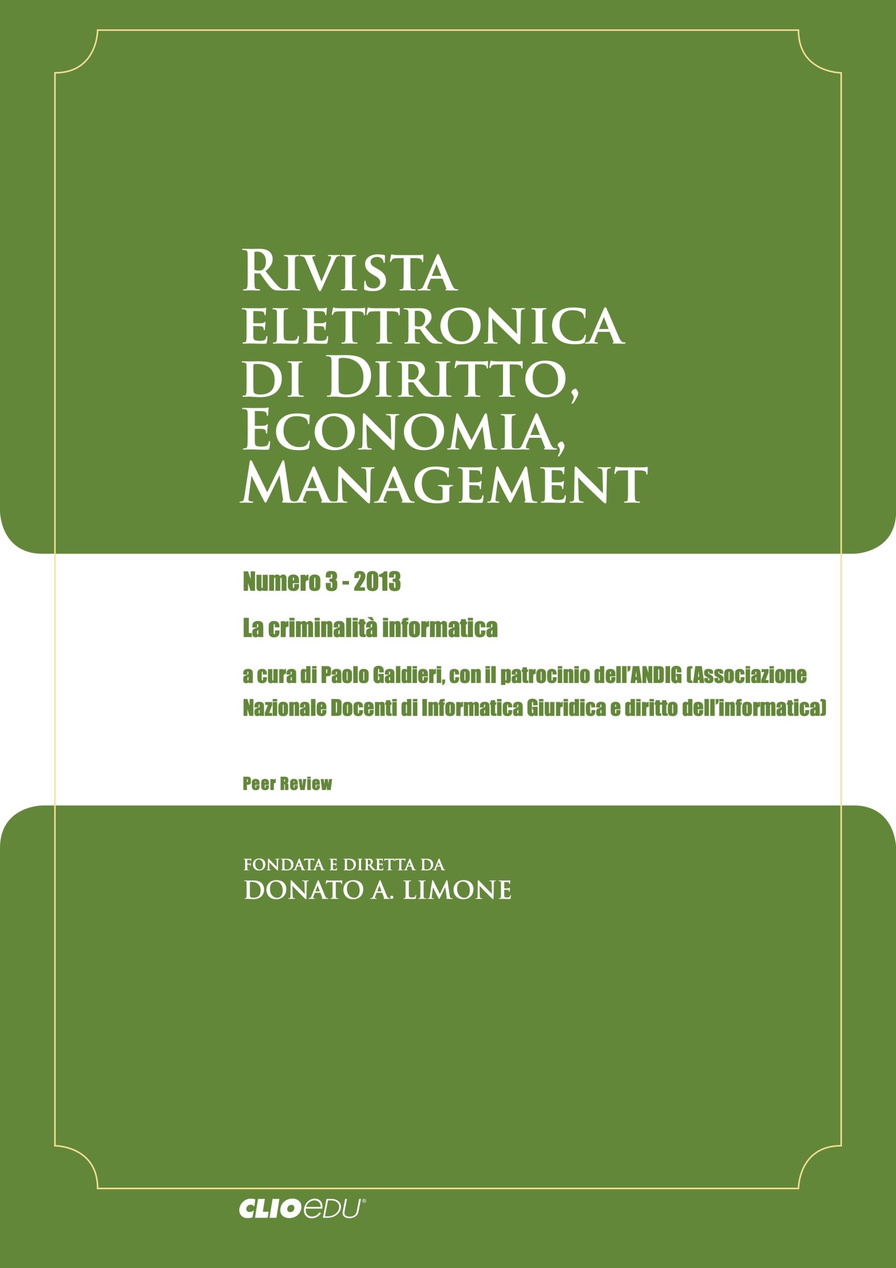 N. 2013/3 - Rivista elettronica di Diritto, Economia, Management