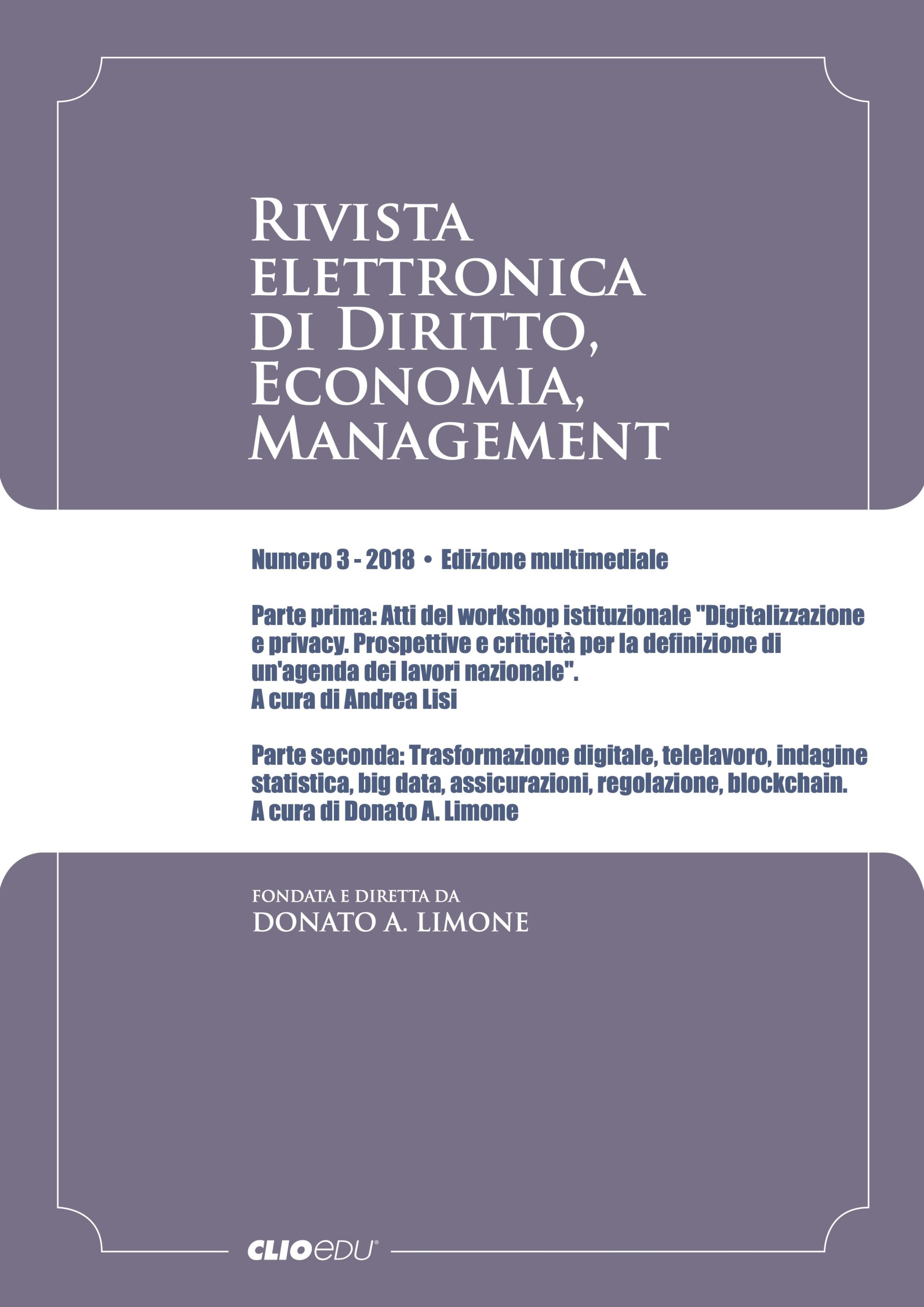 N. 2018/3 - Rivista elettronica di Diritto, Economia, Management
