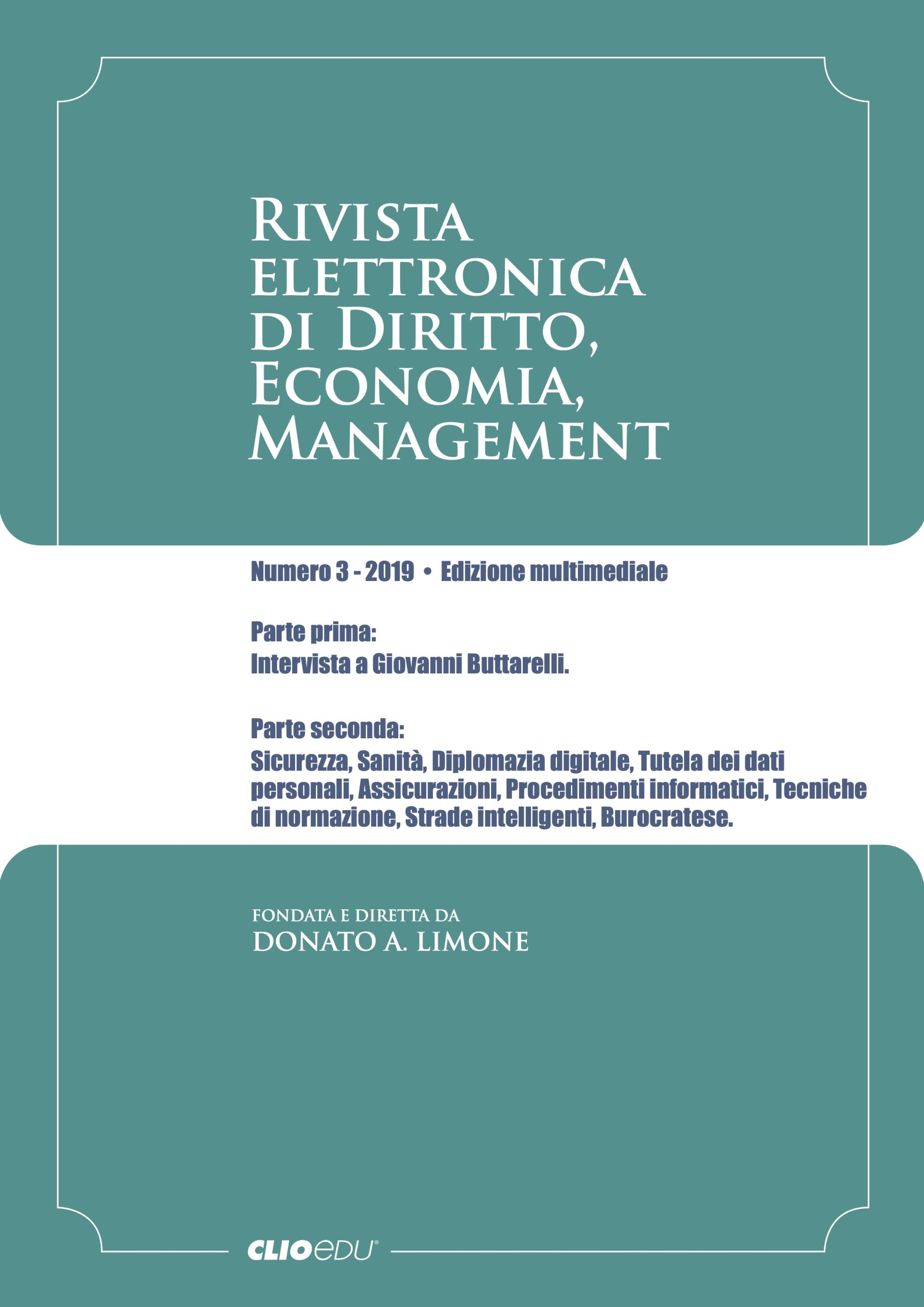 N. 2019/3 - Rivista elettronica di Diritto, Economia, Management