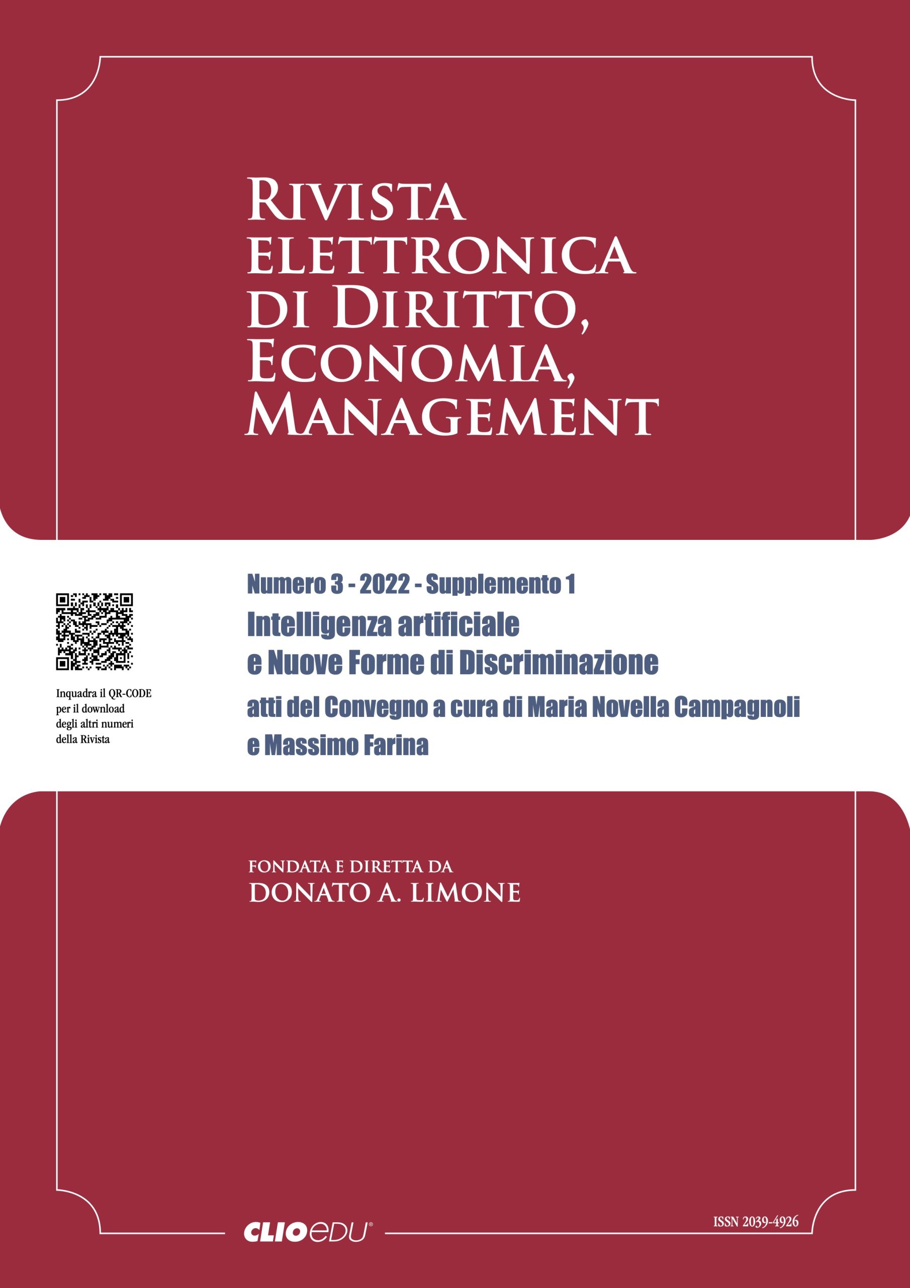 N. 2022/3 - Supplemento 1 - Rivista elettronica di Diritto, Economia, Management