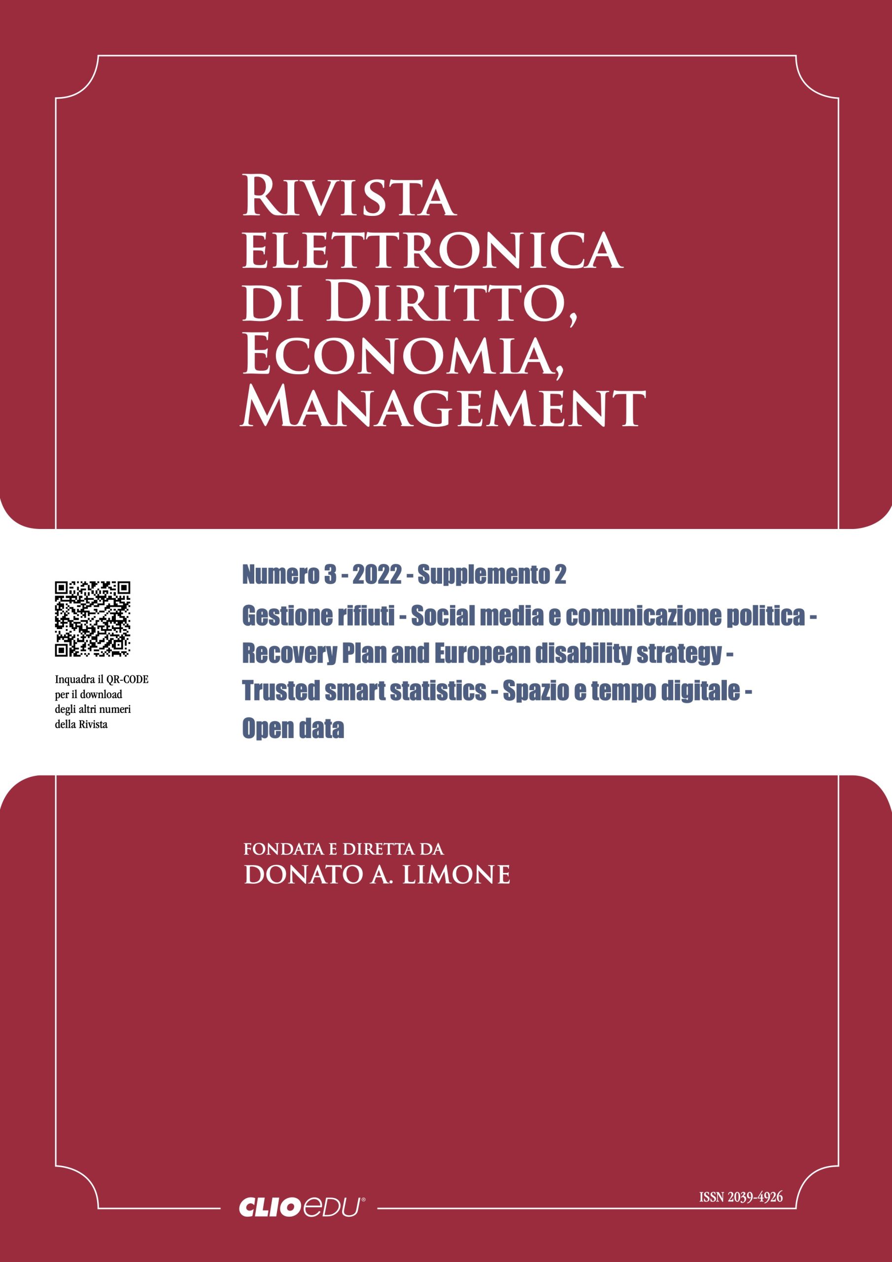 N. 2022/3 - Supplemento 2 - Rivista elettronica di Diritto, Economia, Management