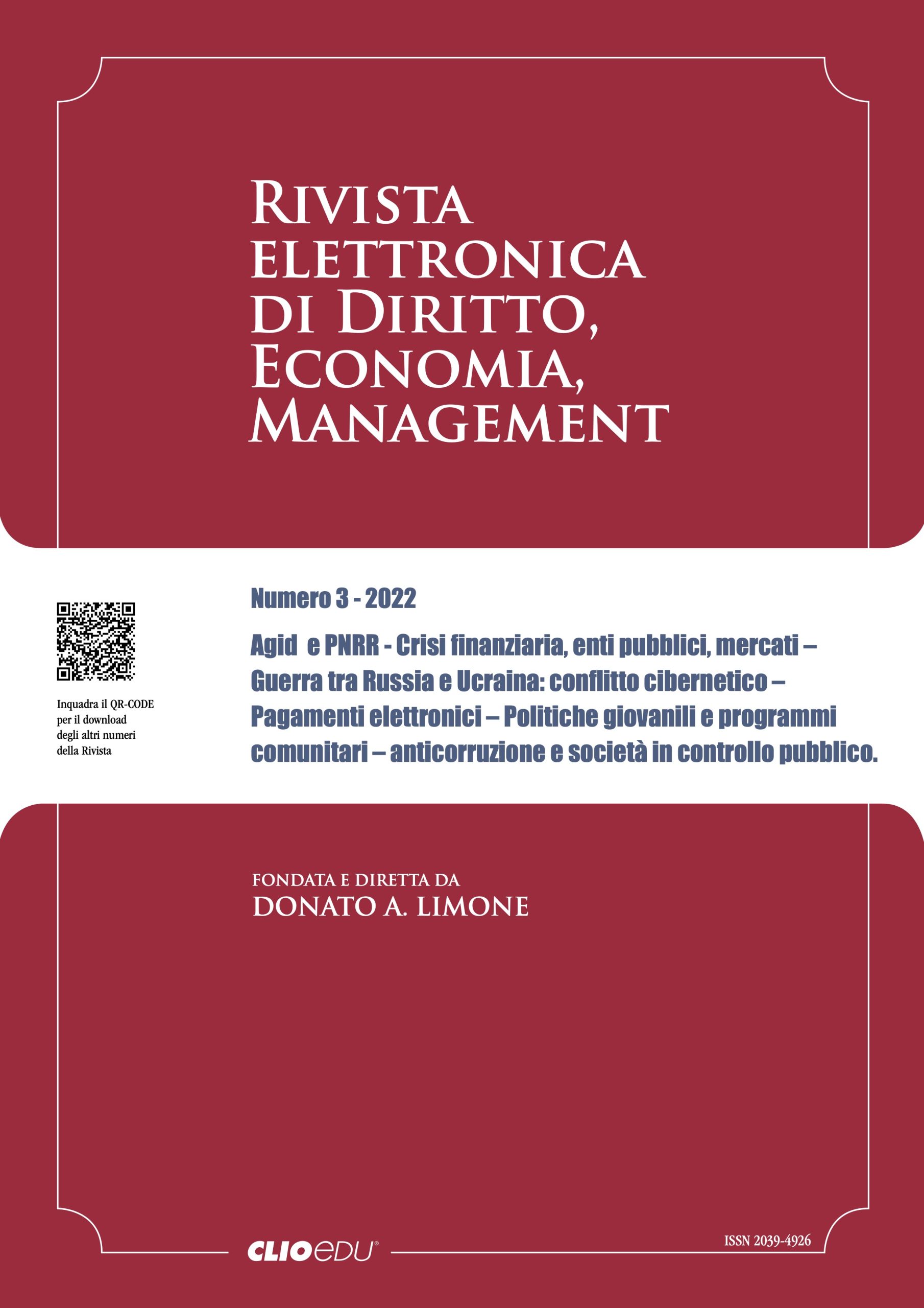 N. 2022/3 - Rivista elettronica di Diritto, Economia, Management