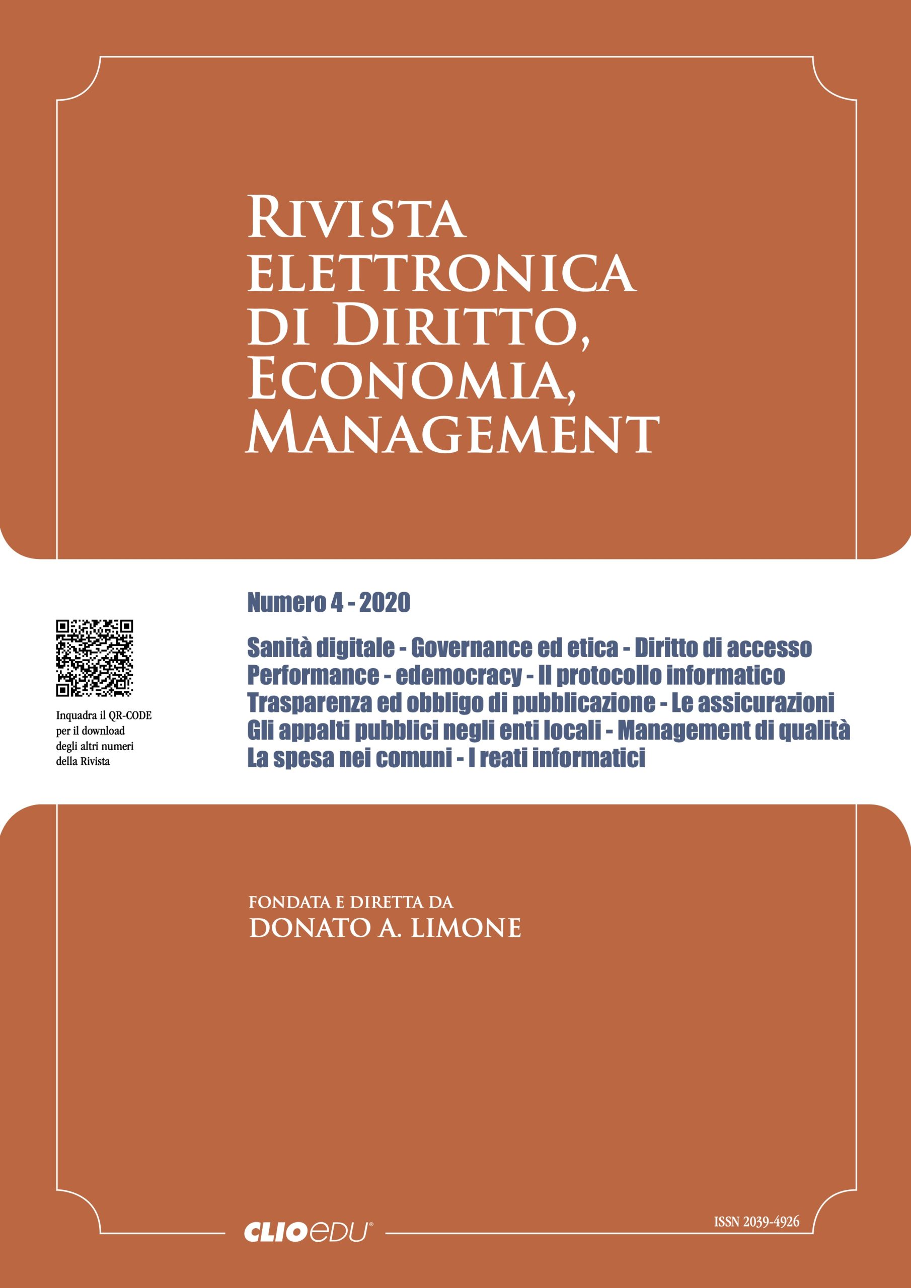 N. 2020/4 - Rivista elettronica di Diritto, Economia, Management