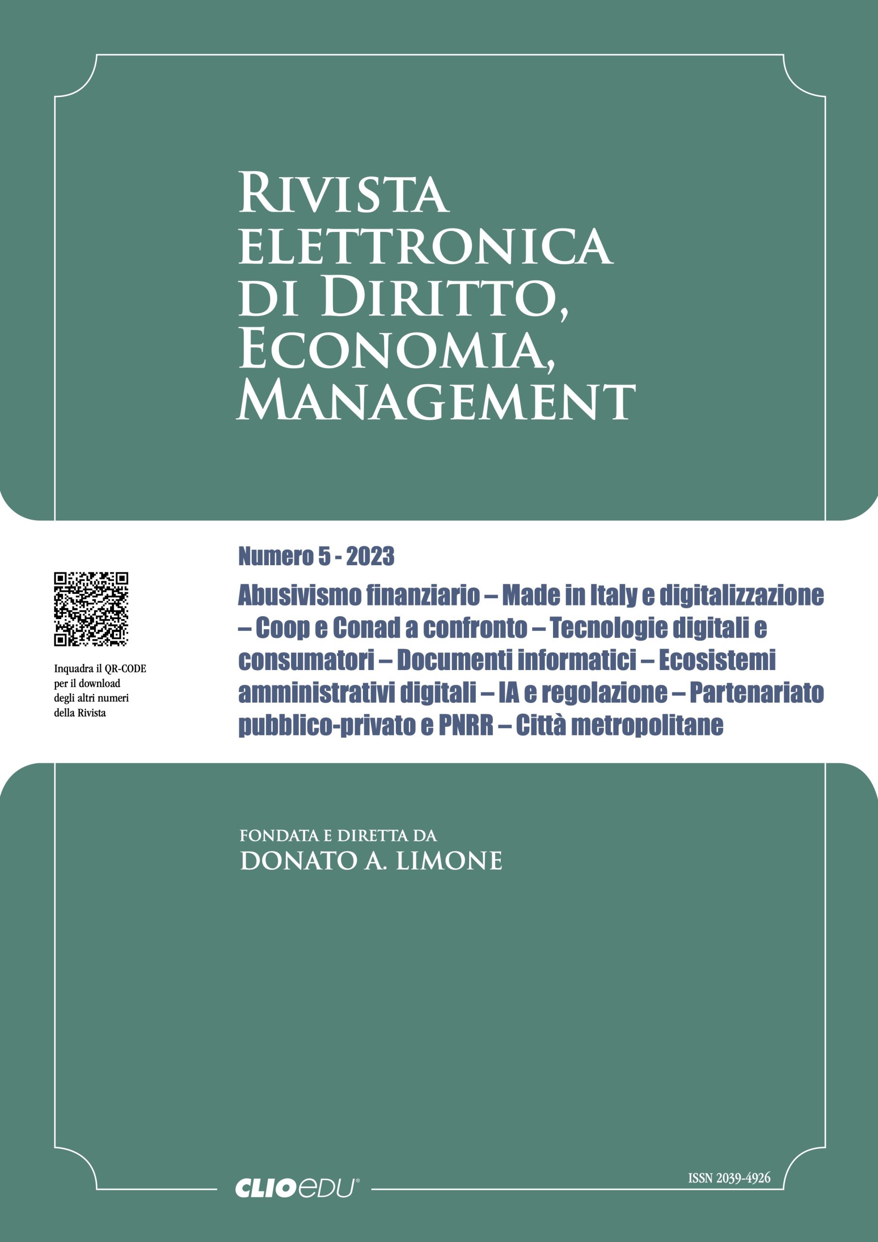 N. 2023/5 - Rivista elettronica di Diritto, Economia, Management