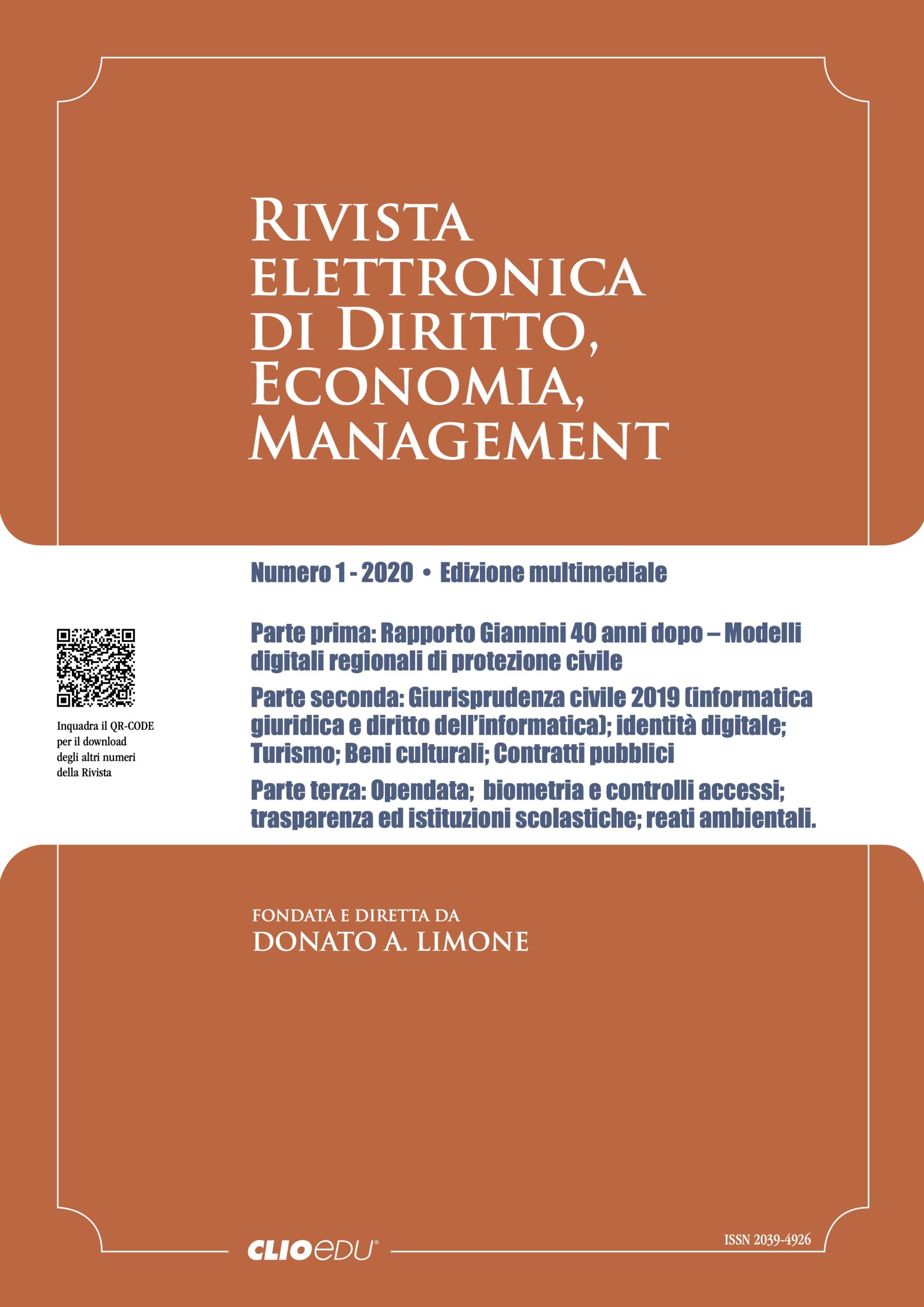 N. 2020/1 - Rivista elettronica di Diritto, Economia, Management